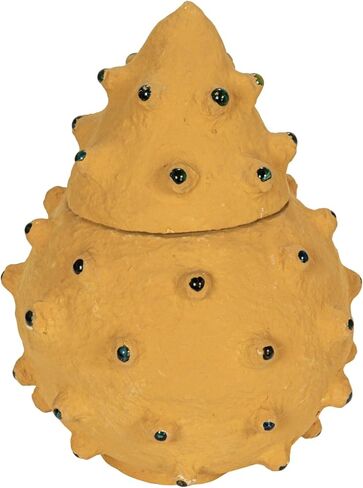 Creative Co-Op Decorative Paper Mache Canister with Glass Marble Accent, Terra-cotta in Saudi Arabia