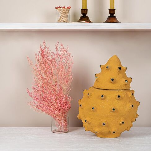 Creative Co-Op Decorative Paper Mache Canister with Glass Marble Accent, Terra-cotta in Saudi Arabia