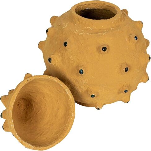 Creative Co-Op Decorative Paper Mache Canister with Glass Marble Accent, Terra-cotta in Saudi Arabia