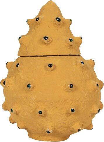 Creative Co-Op Decorative Paper Mache Canister with Glass Marble Accent, Terra-cotta in Saudi Arabia