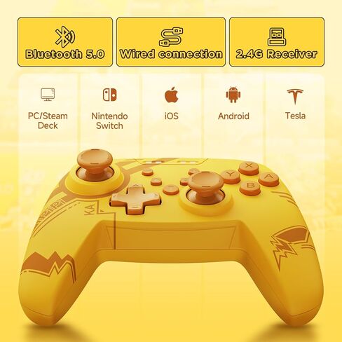 وحدة تحكم JINGDU Wireless Switch Pro متوافقة مع Nintendo Switch/OLED/Lite، وحدة تحكم ألعاب بلوتوث و2.4G، وحدة تحكم عصا التحكم في القاعة، مع بطارية 1000 مللي أمبير في الساعة، جيروسكوب سداسي المحاور، مشغل خطي in Kuwait