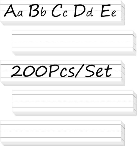 200 Sheets Sentence Strips Cardstock, 3 x 17 Inch Thick Ruled Word Strips, Word Learning Strips for School Office Home, for Teacher Classroom, Lined Paper Borders (White) in Saudi Arabia