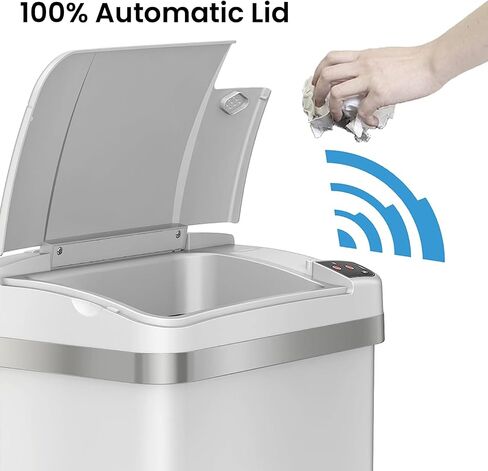 iTouchless 3 Gallon Bathroom Sensor Trash Can, 10 Liter Small Touchless Automatic Slim Garbage Bin with Lid, Smart Narrow Motion Control Commercial Waste Basket for Bedroom, Office, White in Saudi Arabia