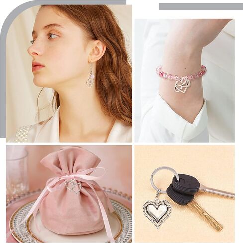 SUNNYCLUE 1 Box 90Pcs 15 Styles Heart Charms Hearts Charm Valentine's Day Assorted Love Charms Collection Tibetan Style Alloy Mother's Day Charm for Jewelry Making Charms Valentine Gifts DIY Crafting in Saudi Arabia