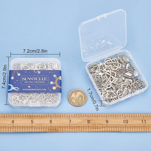 SUNNYCLUE 1 Box 90Pcs 15 Styles Heart Charms Hearts Charm Valentine's Day Assorted Love Charms Collection Tibetan Style Alloy Mother's Day Charm for Jewelry Making Charms Valentine Gifts DIY Crafting in Saudi Arabia