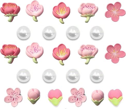 إكسسوارات حقيبة بوج - اللؤلؤ والزهور الوردية المتوافقة مع حقيبة الشاطئ المطاطية بوج in Kuwait