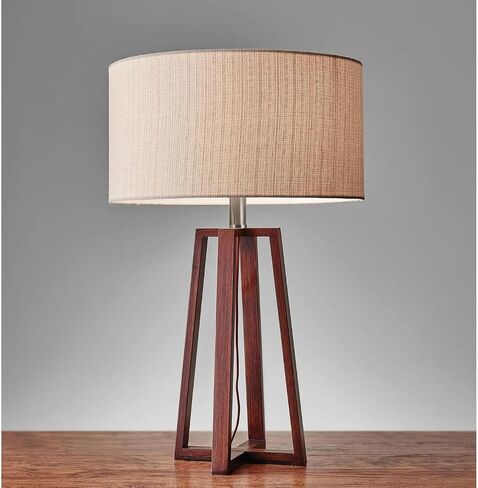 Adesso 1504-15 Quinn Floor Lamp, 60 in, 150 W Incandescent/CFL, Walnut Birch Wood, 1 Wooden Lamp , White in Kuwait