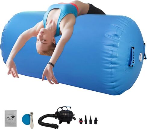Air Roller Gymnastics Air Barrel Inflatable Tumbling Mat, Gymnastic Equipment Tumbler Backbend Trainer with Electric Pump for Home Use, Gym Training, Yoga Balance Exercise, Cheerleading in Saudi Arabia