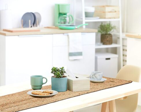 مفرش طاولة مضفر من الجوت ذو وجهين من Light & Pro، مفرش طاولة من خيش الجوت في المزرعة، مفرش طاولة مضفر من الجوت الطبيعي، مفرش طاولة طعام ريفي عتيق صديق للبيئة - 13 × 72 بوصة - طبيعي in Kuwait