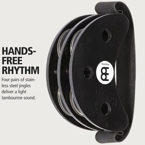 Meinl Percussion Compact Foot Tambourine with Stainless Steel Jingles-NOT Made in China-Accompaniment for Cajon Gigs, 2-Year Warranty, Black (CFJS2S-BK) in Saudi Arabia