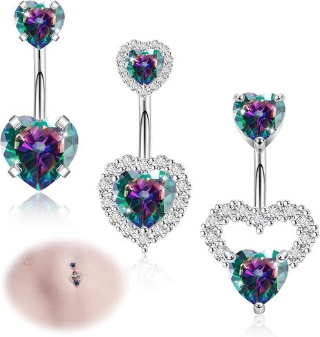 3 قطعة 14 جرام 316L الفولاذ المقاوم للصدأ البطن زر خواتم للنساء لطيف مزدوج القلب البطن خواتم الوردي تشيكوسلوفاكيا السرة ثقب المجوهرات in Kuwait