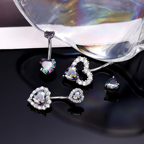 3 قطعة 14 جرام 316L الفولاذ المقاوم للصدأ البطن زر خواتم للنساء لطيف مزدوج القلب البطن خواتم الوردي تشيكوسلوفاكيا السرة ثقب المجوهرات in Kuwait