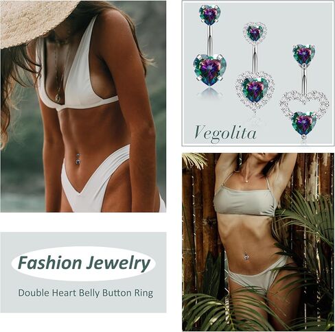 3 قطعة 14 جرام 316L الفولاذ المقاوم للصدأ البطن زر خواتم للنساء لطيف مزدوج القلب البطن خواتم الوردي تشيكوسلوفاكيا السرة ثقب المجوهرات in Kuwait