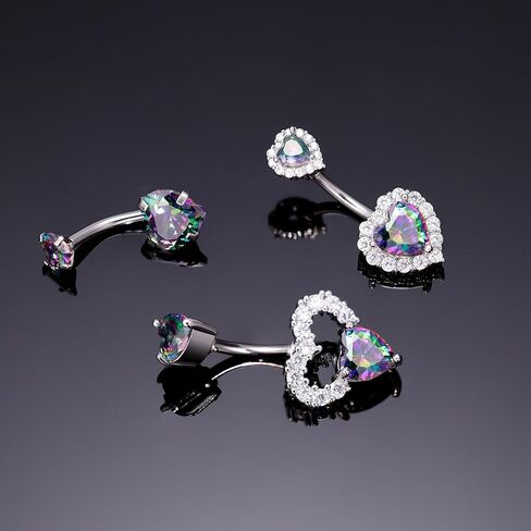 3 قطعة 14 جرام 316L الفولاذ المقاوم للصدأ البطن زر خواتم للنساء لطيف مزدوج القلب البطن خواتم الوردي تشيكوسلوفاكيا السرة ثقب المجوهرات in Kuwait