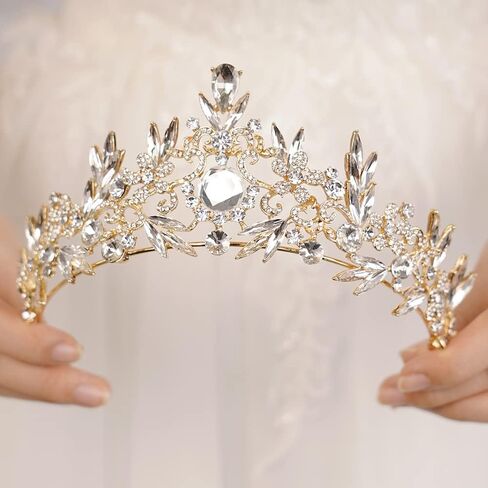 Baroque Tiara Crown for Women Leaf Queen Crown Royal Accessories for Birthday Prom Pageant Party Gift in Saudi Arabia