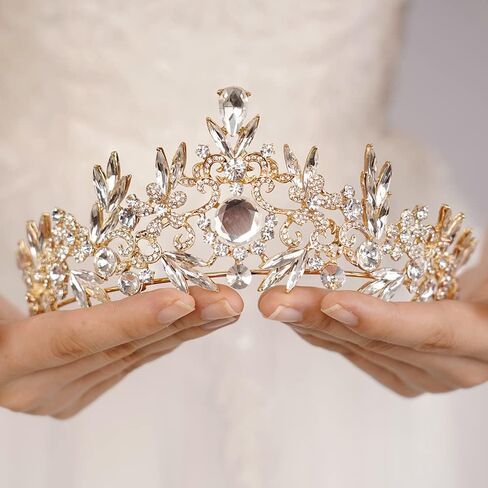 Baroque Tiara Crown for Women Leaf Queen Crown Royal Accessories for Birthday Prom Pageant Party Gift in Saudi Arabia