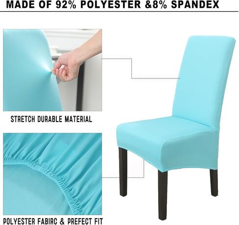 Qubjus Chair Dining Room Covers Set of 2 Dining Chair Covers Solid Color Stretch Chair Slipcovers Parsons Chair Furniture Protector Dining Room, Restaurant, Party(Beige, 2 Pack) in Kuwait