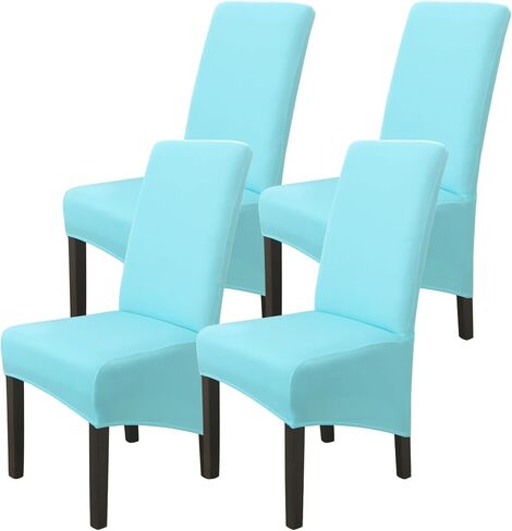 Qubjus Chair Dining Room Covers Set of 2 Dining Chair Covers Solid Color Stretch Chair Slipcovers Parsons Chair Furniture Protector Dining Room, Restaurant, Party(Beige, 2 Pack) in Kuwait