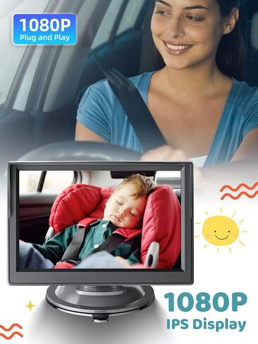 كاميرا سيارة للأطفال مزدوجة القناة، شاشة 5 بوصات عالية الدقة 1080 بكسل وكاميرتين، شاشة عرض مقسمة، رؤية ليلية وعرض واسع 150 درجة كاميرا مرآة سيارة للأطفال للمقعد الخلفي المواجه للمقعد الخلفي، التوصيل والتشغيل، دوران 360 درجة in Kuwait