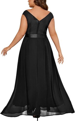 Miusol Women's Plus Size Elegant Lace Contrast Sequin V-Neck Floral Formal Evening Maxi Dress in Saudi Arabia