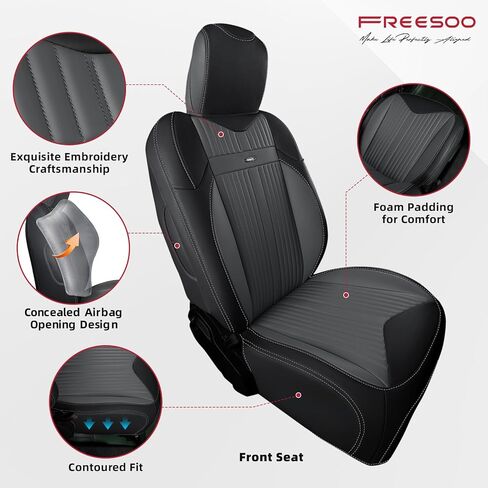 FREESOO مخصص مناسب لأغطية مقاعد جيب رانجلر مجموعة كاملة من 4 أبواب JL إكسسوارات Rubicon Sahara Sport S Altitude Willys Unlimited 2024 2023 2018-2022، بدون حامل أكواب خلفي (أسود) in Saudi Arabia