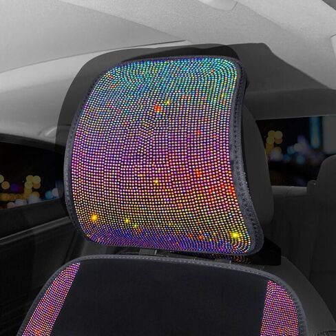 2Pack Bling Car Seat Headrest Cover Elastic Auto Head Rest Protector Covers Universal Fit to All Car Truck SUV Interior Auto Accessories in Saudi Arabia