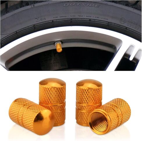 BESULEN 4 PCS Auto Tire Valve Caps, Aluminum Alloy Car Tire Valve Stem Covers, Metal Air Valve Lids Fit for Cars, SUVs, Bicycle, Trucks, Motorcycles, Universal Vehicle Accessories (Black) in Saudi Arabia