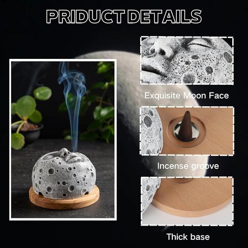 Incense Burner Moon Face, Incense Burner Decoration Moon Incense Holder for Home Decor Creative Incense Burner Smoke Coming Out of The Mouth in Saudi Arabia