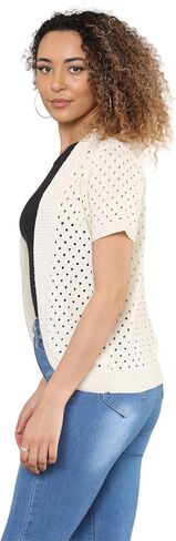 Loxdonz Women's Short Sleeve Crochet Knitted Bolero Shrug Cardigan Bolero Jackets Cropped Sweater for Summer in Saudi Arabia