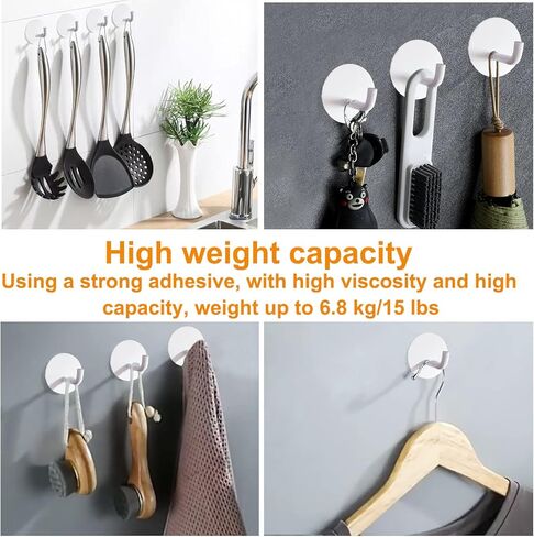 Black Adhesive Wall Hooks for Hanging Heavy Duty 15lb(Max) Towel Hooks Waterproof Oilproof 304 Stainless Steel Self Adhesive Hooks, Bathroom Kitchen Sticky Hooks, 4 Pack in Saudi Arabia
