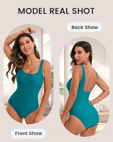 Women’s Shirring Design U-Neck Tummy Control One Piece Bathing Suit for Women in Saudi Arabia