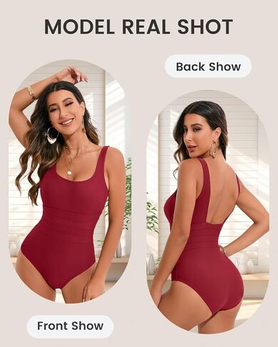 Women’s Shirring Design U-Neck Tummy Control One Piece Bathing Suit for Women in Saudi Arabia