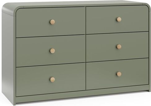 Storkcraft Santos 6 Drawer Dresser (Olive) - Dresser for Nursery, 6 Drawer Dresser, Kids Dresser, Nursery Dresser Drawer Organizer, Chest of Drawers in Saudi Arabia