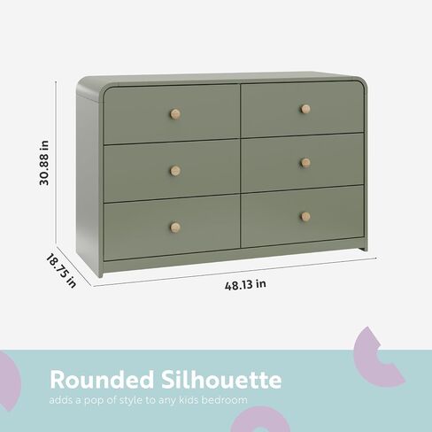 Storkcraft Santos 6 Drawer Dresser (Olive) - Dresser for Nursery, 6 Drawer Dresser, Kids Dresser, Nursery Dresser Drawer Organizer, Chest of Drawers in Saudi Arabia