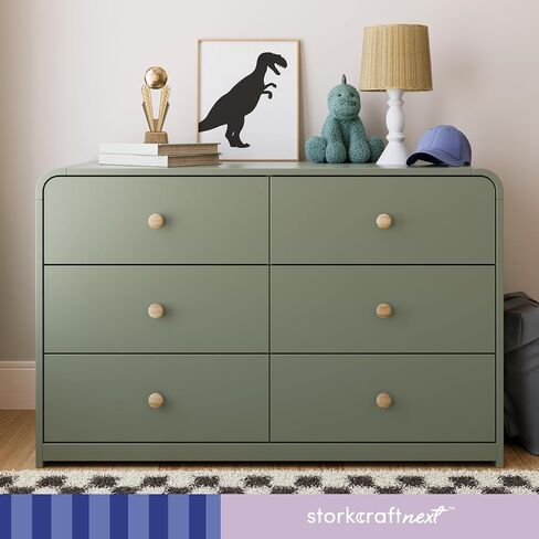 Storkcraft Santos 6 Drawer Dresser (Olive) - Dresser for Nursery, 6 Drawer Dresser, Kids Dresser, Nursery Dresser Drawer Organizer, Chest of Drawers in Saudi Arabia