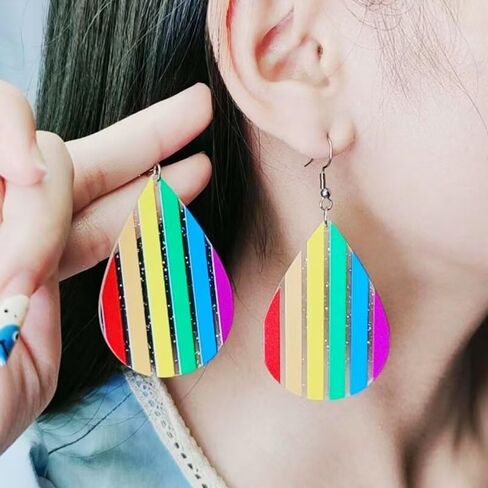 2 أزواج قوس قزح Dagnle انخفاض الأقراط فخر الأقراط الملونة الاكريليك الحب القلب ستار أقراط لطيف مضحك للنساء الفتيات خاتم هدايا مجوهرات أنيقة in Kuwait