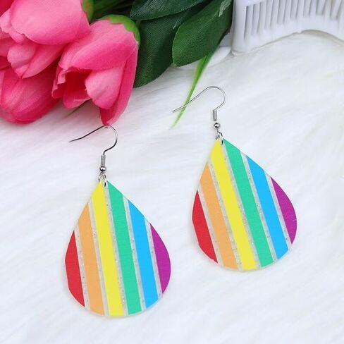 2 أزواج قوس قزح Dagnle انخفاض الأقراط فخر الأقراط الملونة الاكريليك الحب القلب ستار أقراط لطيف مضحك للنساء الفتيات خاتم هدايا مجوهرات أنيقة in Kuwait