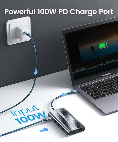 Docking Station USB C to Dual HDMI Adapter, ORICO 12 in 1 USB C Hub with Dual HDMI, VGA, 100W PD, Ethernet, 2 USB-A 3.1, 1 USB 2.0, 1 Type-C 3.1, SD/TF, Audio, Compatible for Windows/Mac OS（Grey） in Saudi Arabia