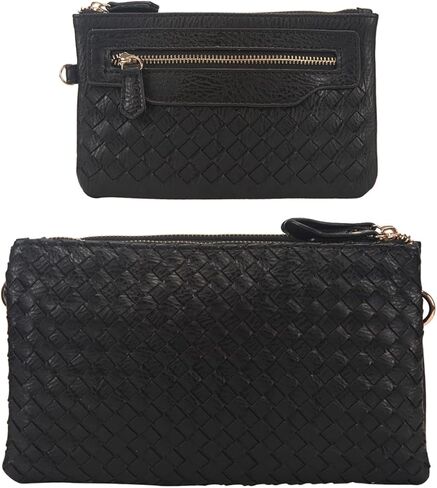 محفظة فوزية من الجلد الصناعي، حقيبة كروس عصرية منسوجة وحزام طويل للغاية للنساء in Kuwait