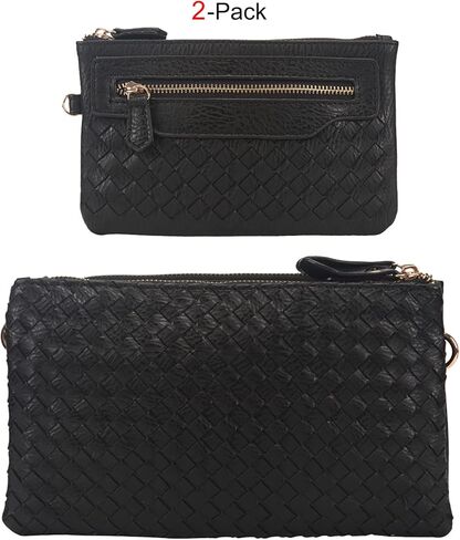 محفظة فوزية من الجلد الصناعي، حقيبة كروس عصرية منسوجة وحزام طويل للغاية للنساء in Kuwait