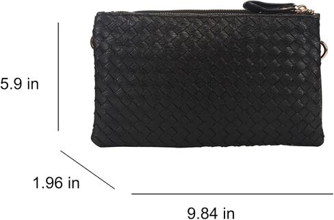 محفظة فوزية من الجلد الصناعي، حقيبة كروس عصرية منسوجة وحزام طويل للغاية للنساء in Kuwait