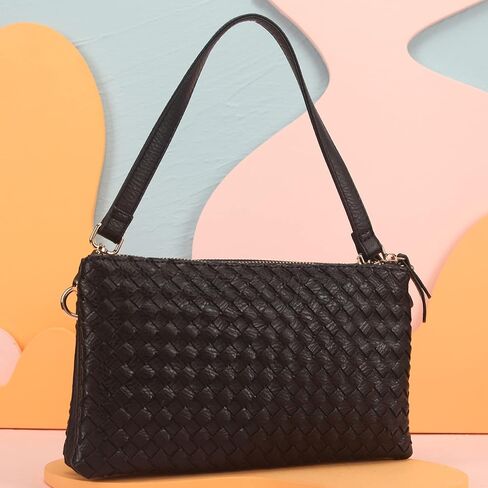 محفظة فوزية من الجلد الصناعي، حقيبة كروس عصرية منسوجة وحزام طويل للغاية للنساء in Kuwait