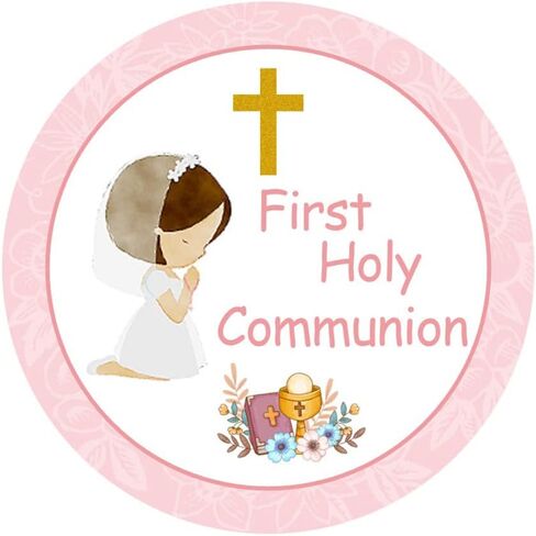 50 Pack of 2" Round Cross Stickers Labels Candy Sticker Labels for First Holy Communion Religious Party (Blue) in Kuwait