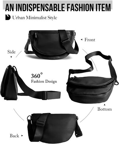 Crescent Bag for Women and Men, Fashion Medium Nylon Folding Crescent Moon Bag Single Shoulder Bag with Adjustable Strap in Saudi Arabia