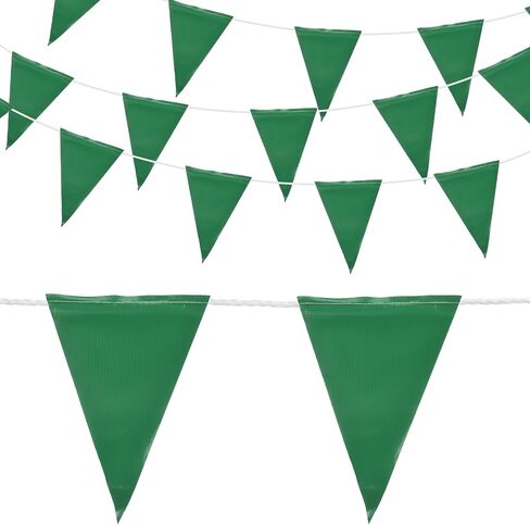 MECCANIXITY 98ft 45pcs Caution Pennant Banner Flags Perimeter Marking Safety Flag for Traffic Construction Warning, Green in Kuwait