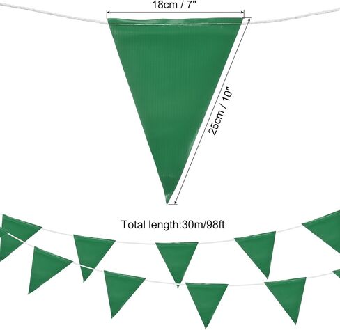 MECCANIXITY 98ft 45pcs Caution Pennant Banner Flags Perimeter Marking Safety Flag for Traffic Construction Warning, Green in Kuwait