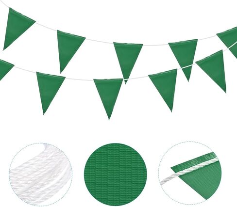 MECCANIXITY 98ft 45pcs Caution Pennant Banner Flags Perimeter Marking Safety Flag for Traffic Construction Warning, Green in Kuwait