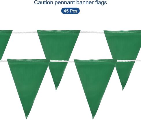 MECCANIXITY 98ft 45pcs Caution Pennant Banner Flags Perimeter Marking Safety Flag for Traffic Construction Warning, Green in Kuwait