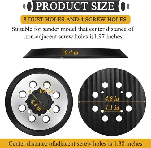 وسادة صنفرة لـ Dewalt DWE64233 & N329079، وسادة سنفرة مدارية بديلة مقاس 5 بوصات 8 فتحات وخطاف وحلقة، وسادة سنفرة من سبائك الألومنيوم 4 فتحات لولبية متوافقة مع DWE6421 6421K DWE6423 6423K DCW210B in Kuwait