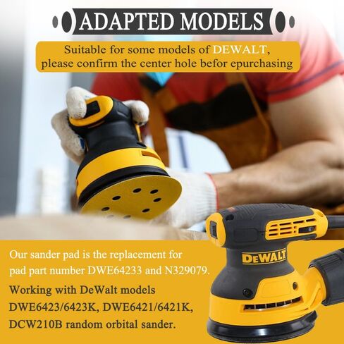 وسادة صنفرة لـ Dewalt DWE64233 & N329079، وسادة سنفرة مدارية بديلة مقاس 5 بوصات 8 فتحات وخطاف وحلقة، وسادة سنفرة من سبائك الألومنيوم 4 فتحات لولبية متوافقة مع DWE6421 6421K DWE6423 6423K DCW210B in Kuwait